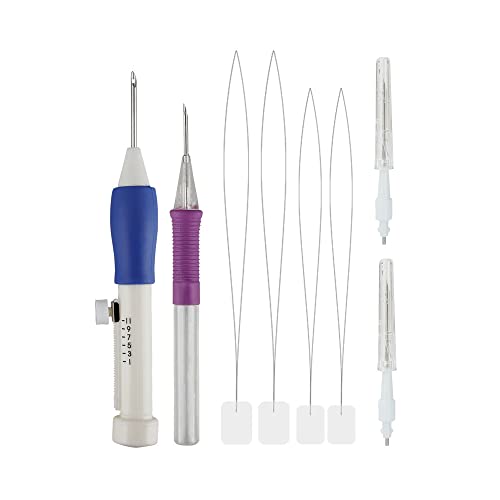 Acxico 9Pcs/Set Embroidery Punch Needle Kit with Case, Magic Embroidery Pen Set for DIY Sewing Craft Kit - Image 1