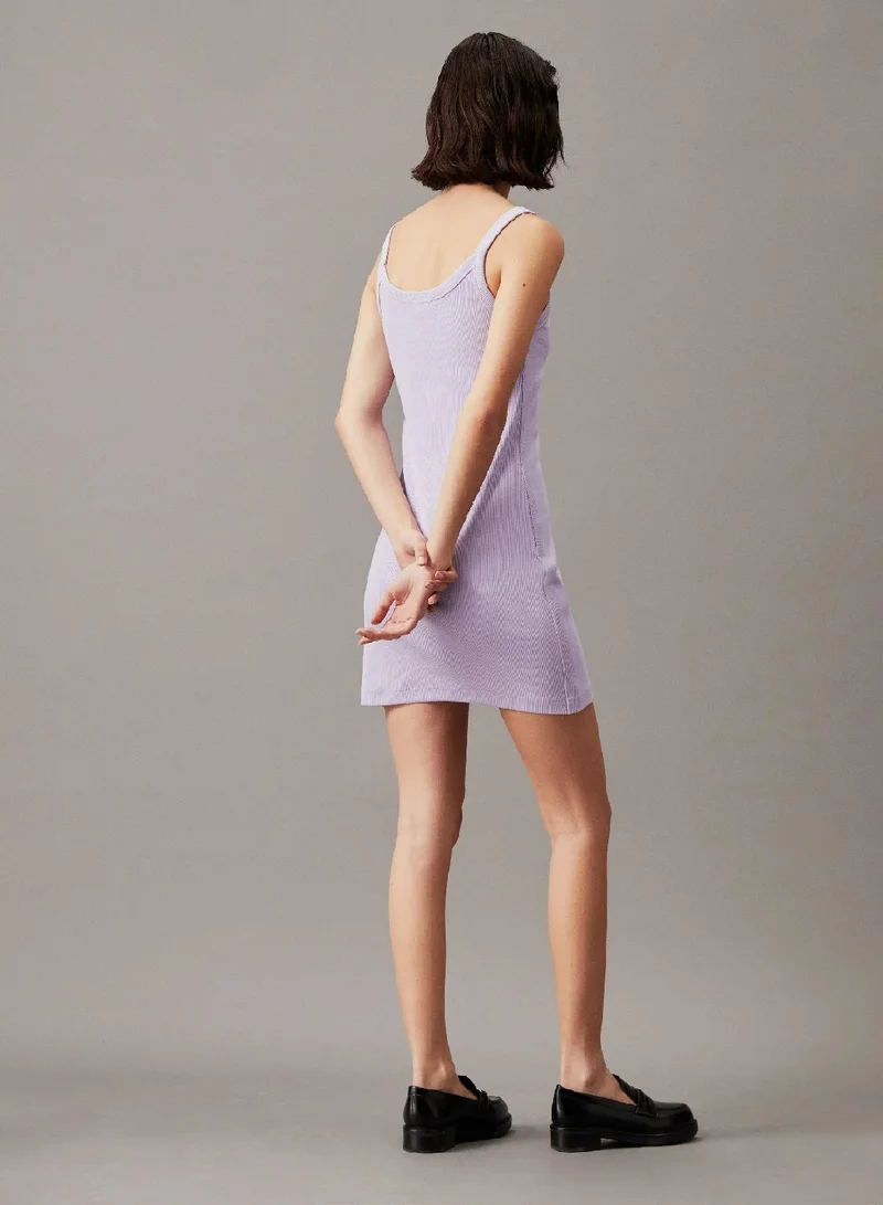 كالفن كلاين جينز فستان بدون أكمام من القطن المضلع