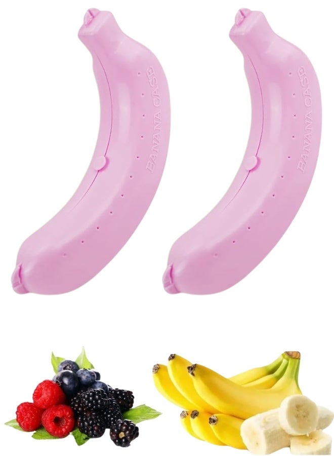 Portable Banana Storage Case Shaped Snack Box – BPA-Free Food Grade Plastic Banana Keeper with Ventilation Holes & Hanging Hook, Reusable Travel Food Container for Bananas, Dry Fruits, Nuts, Candy & Lunch Box Storage for Kids & Adults – Pack of 2 - Image 1