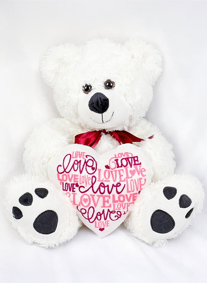Cuddles Teddy Bear With Heart, 12″Soft White Stuffed Bear Plush Toy, Valentines Day Gifts For Him And Her,Gifts For Girlfriend Boyfriend - Image 1