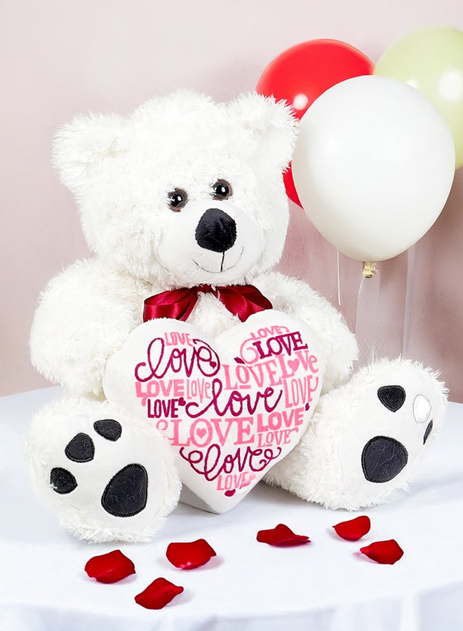 Cuddles Teddy Bear With Heart, 12″Soft White Stuffed Bear Plush Toy, Valentines Day Gifts For Him And Her,Gifts For Girlfriend Boyfriend - Image 5
