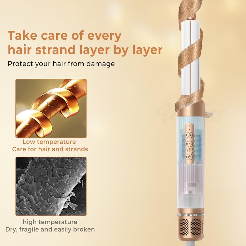 ACHAS 7 In 1 Hair Dryer Brush Styling Tools Set 1400W Hot Air Hair Curler Styler with Straightening and Curling Wands, Ionic Blow Dryer with 110,000 RPM Motor for Women Hair Types - Image 5