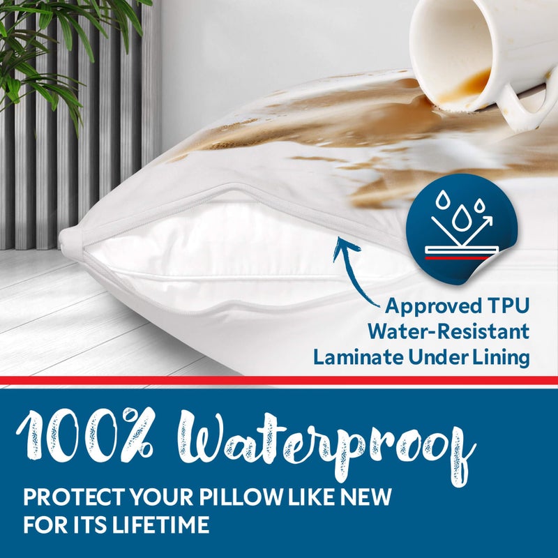 Guardmax Premium Throw Pillow Protector with Zipper - 22 X 22 - 2 Pack of Waterproof and Bed Bug Proof Pillow Covers - Pillowcases Protect Against Allergens  Dust Mites  Bed Bugs  and Liquid Spills - Image 5