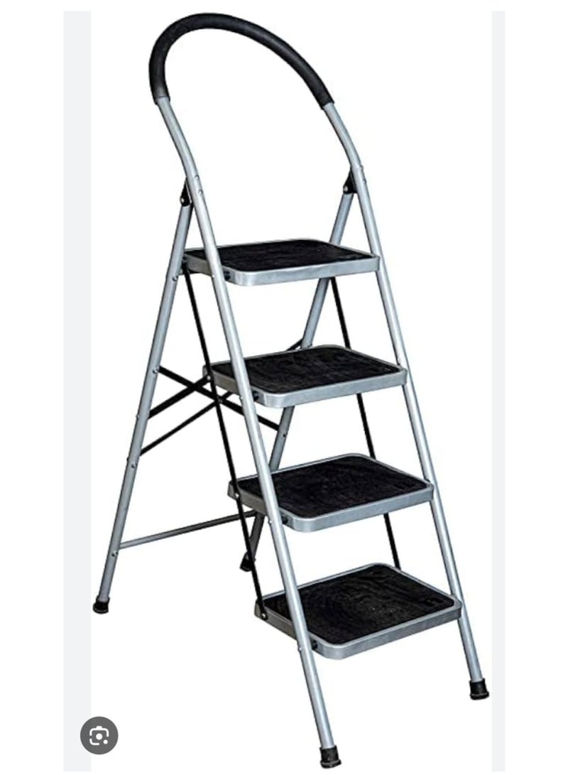 4-Step Foldable Metal Ladder with Anti-Slip Wide Steps and Safety Handle for High Reach and Home/Office Use - Image 5
