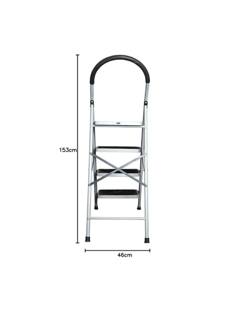 4-Step Foldable Metal Ladder with Anti-Slip Wide Steps and Safety Handle for High Reach and Home/Office Use - Image 4