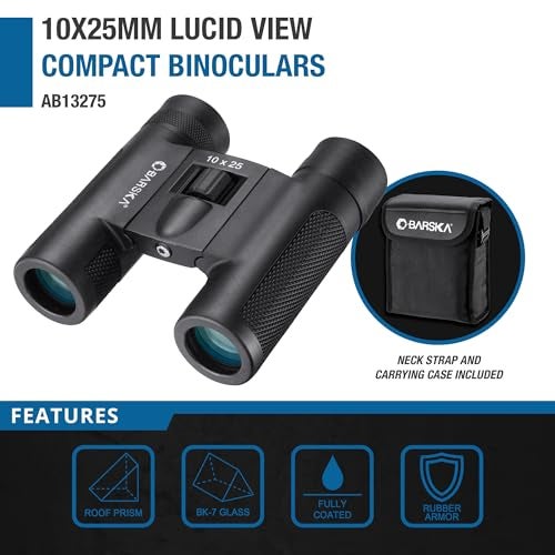 Barska 10x25 Lucid View Compact Binoculars with Roof Prisms, Fully Coated Optics, Center Focus, Rubber Armor Grip – Lightweight for Hiking, Bird Watching, Travel - Image 2