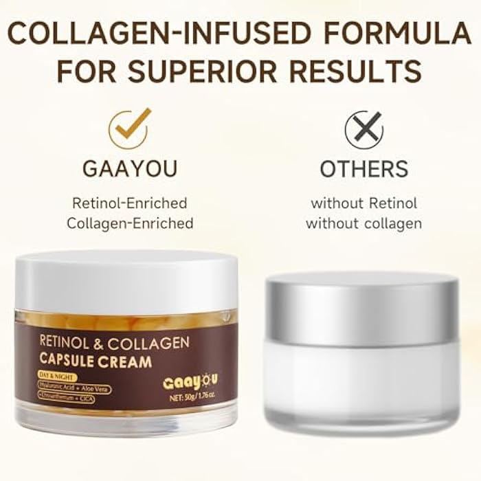 Gaayou Deep Retinol Collagen Capsule Cream - Retinol Cream for Face Anti Aging Day and Night Golden Capsule Face Moisturizer with Hyaluronic Acid for All Skin, Firming, Wrinkles - Image 5