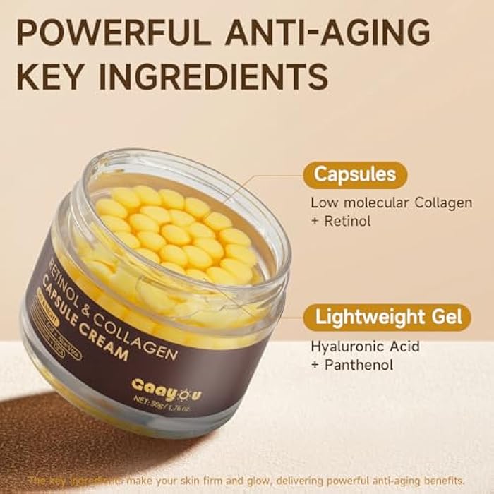 Gaayou Deep Retinol Collagen Capsule Cream - Retinol Cream for Face Anti Aging Day and Night Golden Capsule Face Moisturizer with Hyaluronic Acid for All Skin, Firming, Wrinkles - Image 2