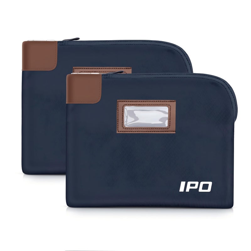 IPO Waterproof Cash Bag with Key Lock, 2 Pack Money Pouch Bank Deposit Bag,11 x 8.6 Inches,Men & Women's Locking Accessories Pouch for Cash, Portable Travel Money Pouch Protects Passports, Valuables - Image 1