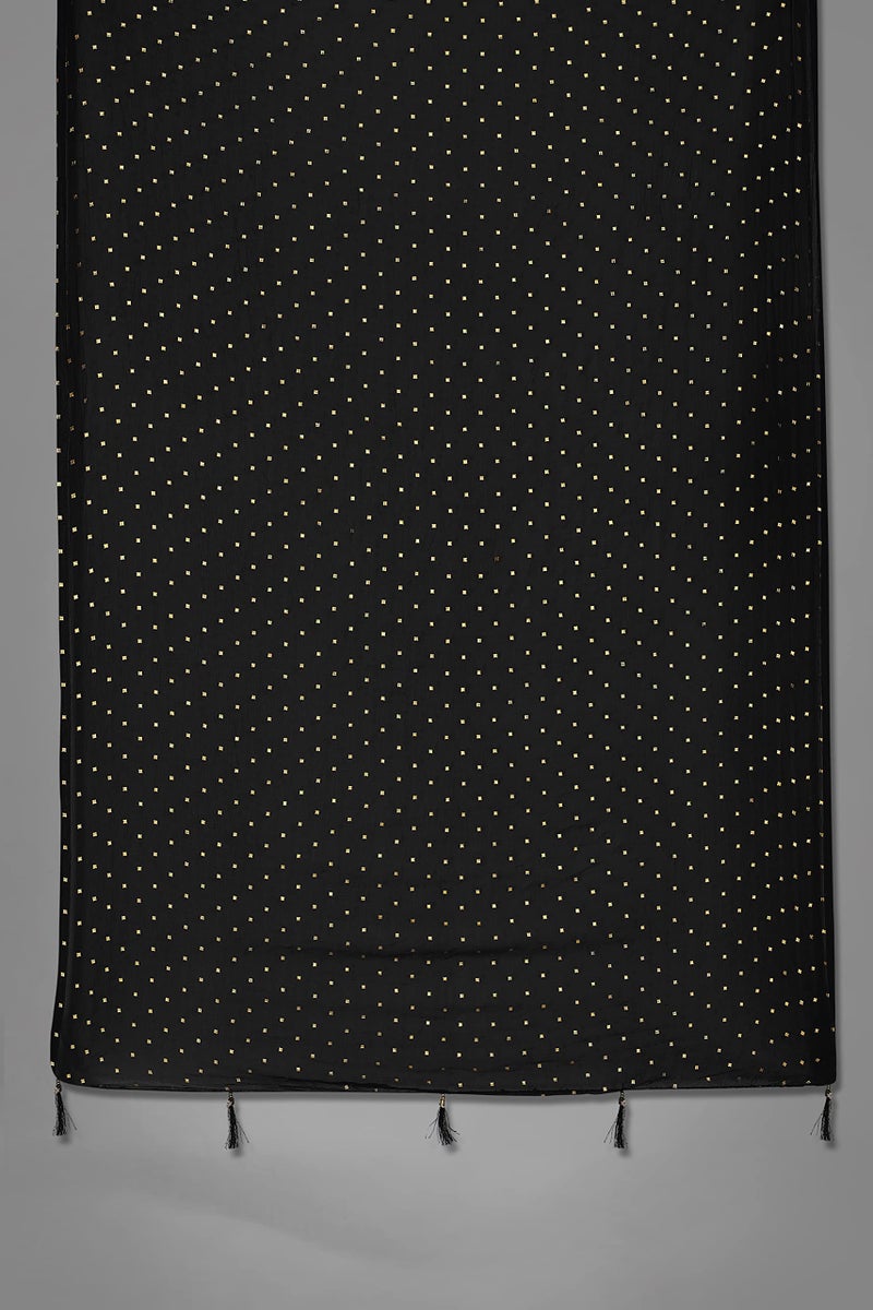 KEMZA Women's Printed Chiffon Dupatta (Black_Free size) - Image 5
