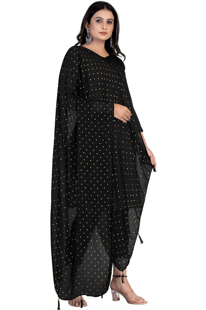 KEMZA Women's Printed Chiffon Dupatta (Black_Free size) - Image 1