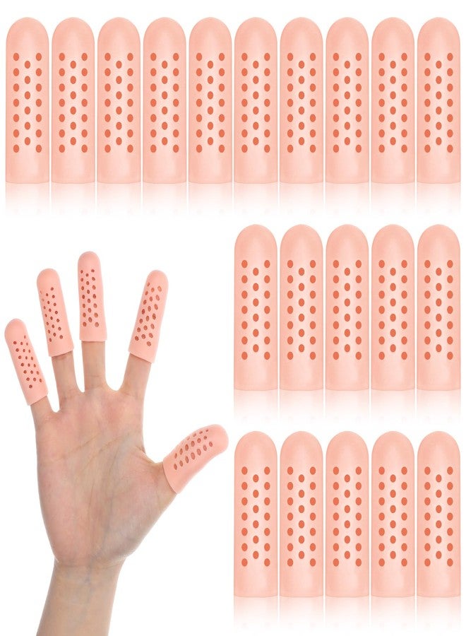 Matwsec 20PCS Gel Finger Cots with Air Holes, Silicone Finger Protectors Fingers Covers for Wounds Breathable Thumb Protector Gloves for Fingers Cracking Trigger Arthritis Pain Relief - Image 1