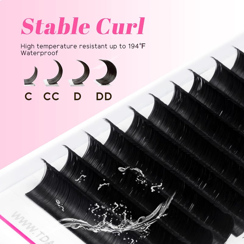 TDANCE Easy Fan Lash Extension Rapid Blooming Volume Eyelash Extensions C CC D DD J B L Curl 0.03-0.12mm Thickness Easy Fan Volume Lashes Self Fanning Eyelashes Extension (0.07-CC,11 mm) - Image 4