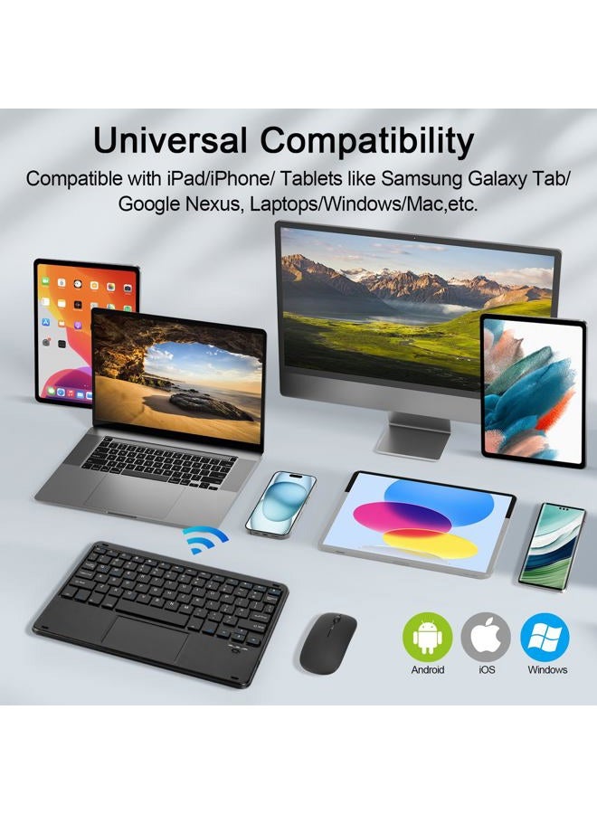 Nsyee Wireless Keyboard and Mouse Combo, Rechargeable Bluetooth Keyboard with Trackpad, Wireless Mouse with 2.4 GHz USB Receiver, Compatible with iPad, Smartphone, Computer, Windows, iOS, Android - Image 2