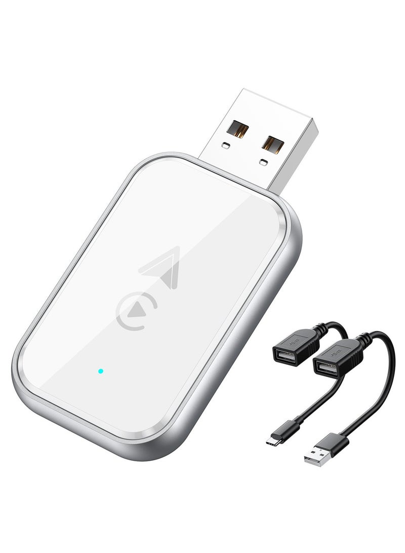 Kingone 2 in 1 Wireless CarPlay and Android Auto Adapter, Convert Wired to Wireless CarPlay Adapter, No Delay and Stable Control Mini Size with Extension Cable USB-C and Type-C(White) - Image 2
