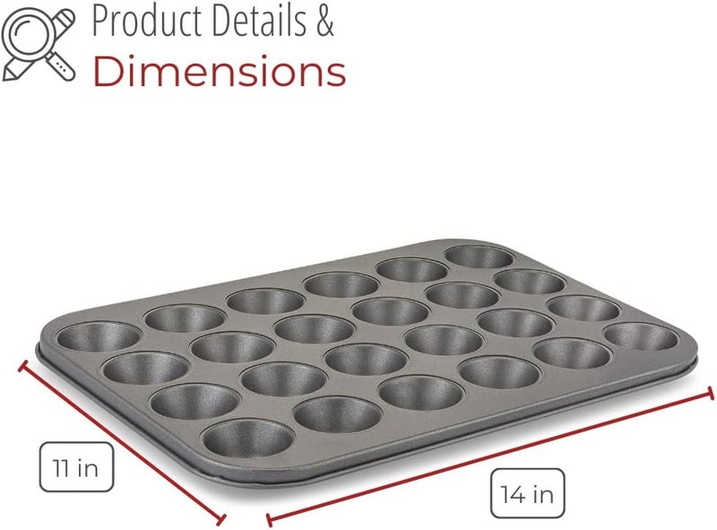 husMait Premium Quality Mini-Muffin Pan, Baking Sheet, and Cooling Rack. For Baking Mini Cupcakes, Muffins, Bite Size Tarts, Cookies. Non-Stick, Dishwasher Safe, Oven Safe (Muffin Pan) - Image 2