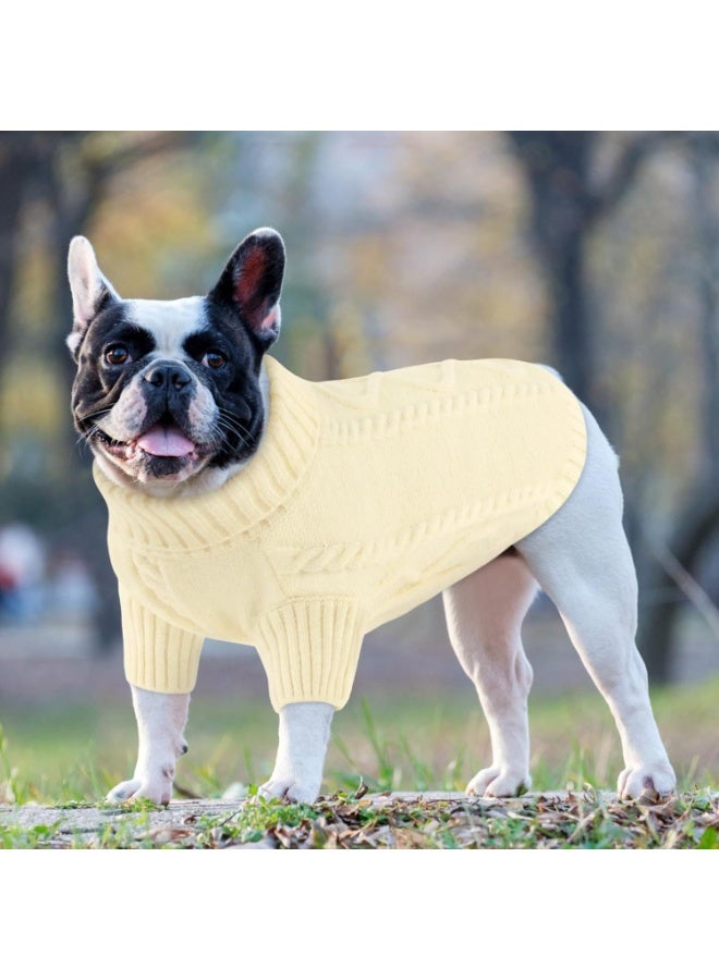 Turtleneck Dog Jumper - Dog Sweater Winter Coat Apparel Classic Cable Knit Clothes with Leash Hole for Cold Weather - Image 2