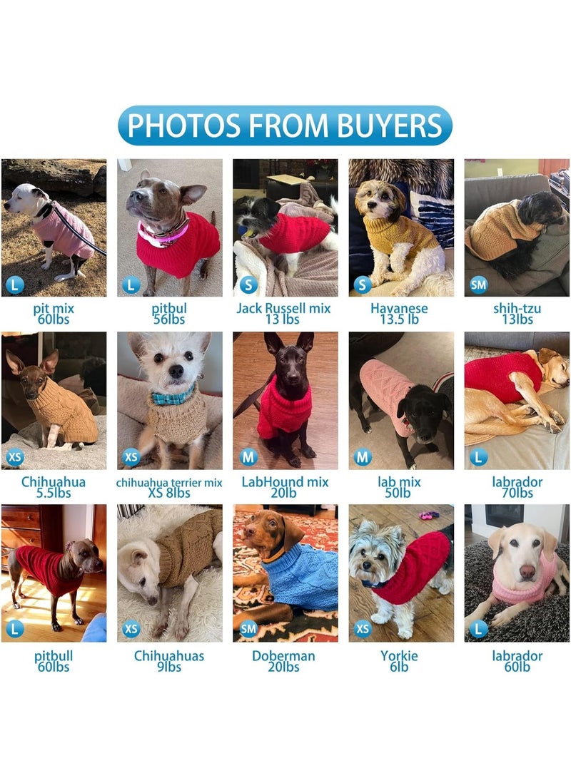 Turtleneck Dog Jumper - Dog Sweater Winter Coat Apparel Classic Cable Knit Clothes with Leash Hole for Cold Weather - Image 5