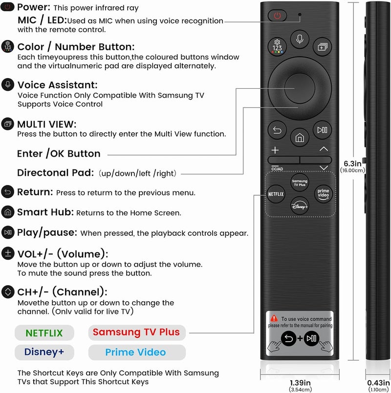 for Samsung TV Remote, Rechargeable Solar Remote for Samsung Frame Smart TV, Solarcell, USB-C Fast Charging, Voice&BT, Compatbile with Samsung Remote Control for 2025-2018 Smart TV BN59-01385A - Image 5