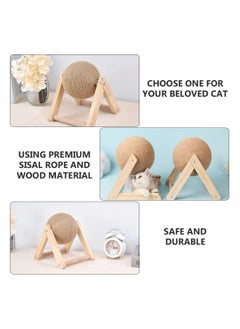 SYOSI Cat Scratcher Scratching Ball Toy Natural Spinning Solid Wood for Kittens Interactive  - Image 4