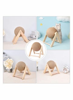 SYOSI Cat Scratcher Scratching Ball Toy Natural Spinning Solid Wood for Kittens Interactive  - Image 3