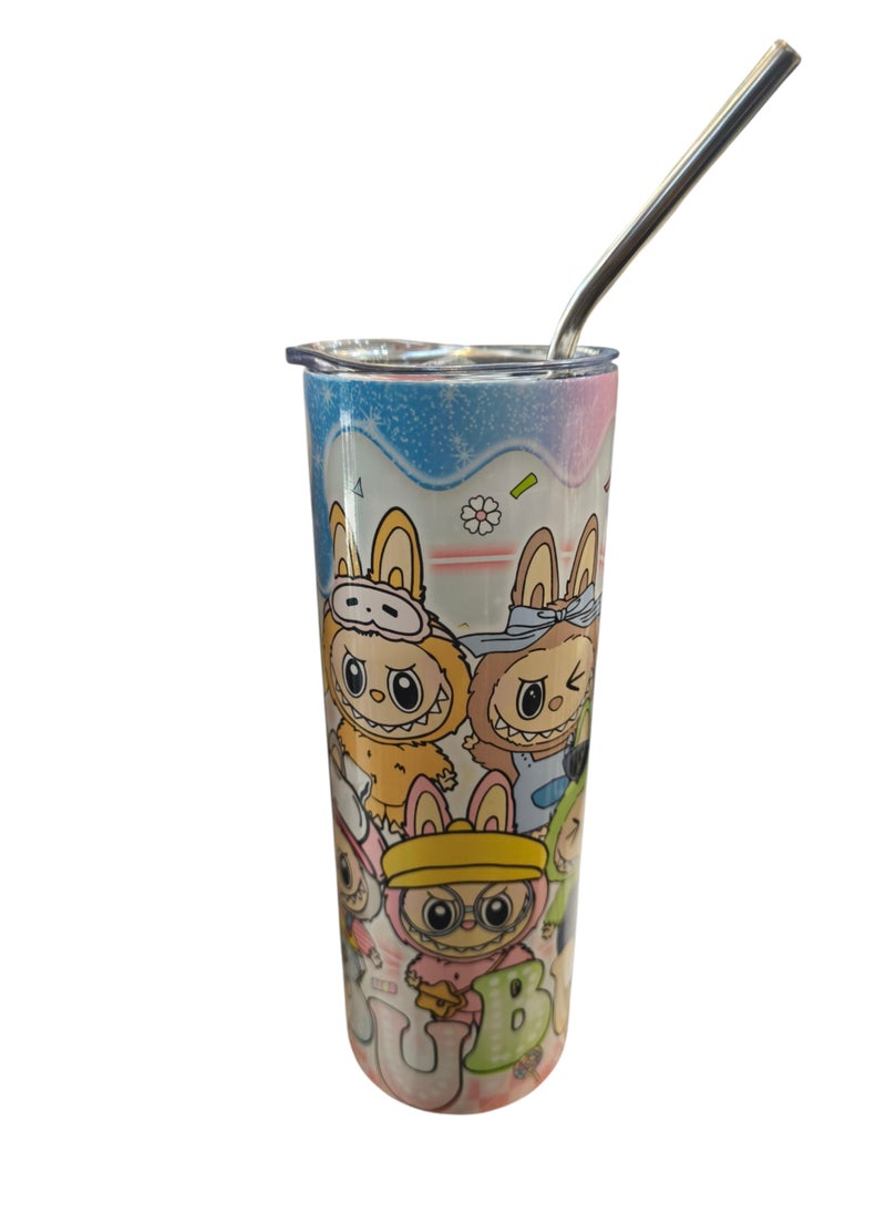 LABUBU 1 Piece Stainless Steel Insulated Labubu Design Water Bottle 400ml Randomly Selected Shapes with Straw  - Image 2