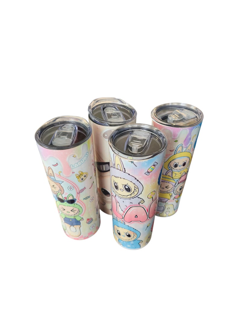 LABUBU 1 Piece Stainless Steel Insulated Labubu Design Water Bottle 400ml Randomly Selected Shapes with Straw  - Image 3