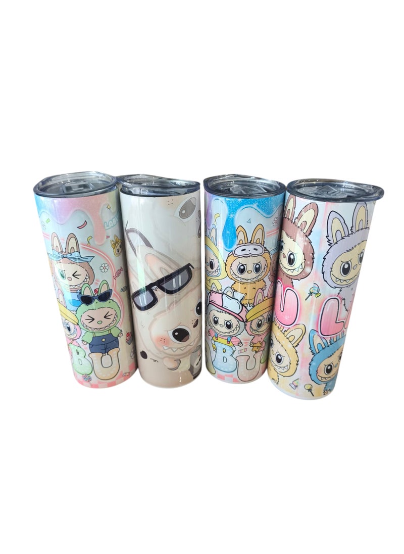 LABUBU 1 Piece Stainless Steel Insulated Labubu Design Water Bottle 400ml Randomly Selected Shapes with Straw  - Image 1