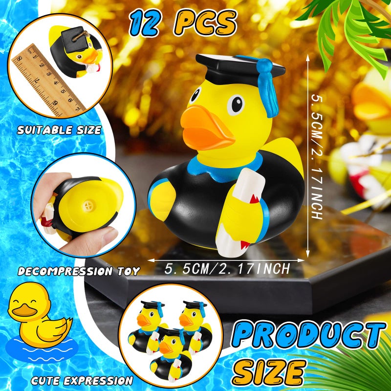 Leitee 24 Pcs Cute Graduation Rubber Ducks 2026 Grad Rubber Ducky Favor with Certificate Diploma Bathtub Duck for Graduation Gifts Party Favors Decoration, 2.4 x 2.4 x 2.2 Inches - Image 2