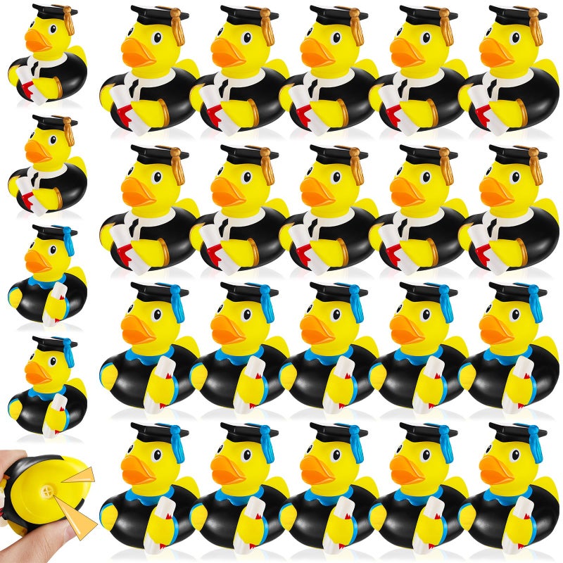 Leitee 24 Pcs Cute Graduation Rubber Ducks 2026 Grad Rubber Ducky Favor with Certificate Diploma Bathtub Duck for Graduation Gifts Party Favors Decoration, 2.4 x 2.4 x 2.2 Inches - Image 1