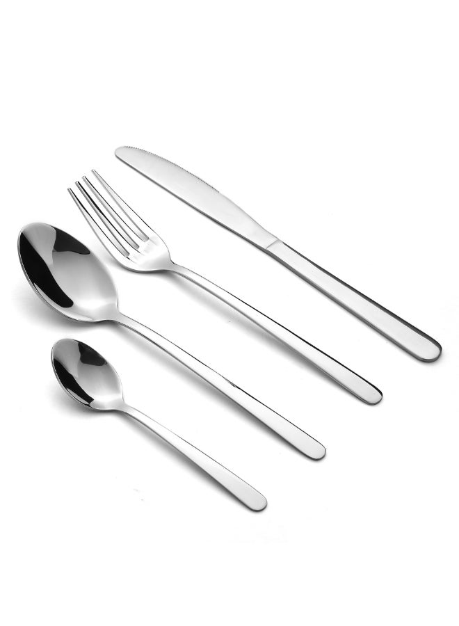 Noon East 24 Piece Flatware Cutlery Set, Stainless Steel Silverware Set for Home/Office/Party, Knife Fork Spoon Eating Utensils Set Service for 6, Mirror Polish & Dishwasher Safe CDM8003 - Image 1