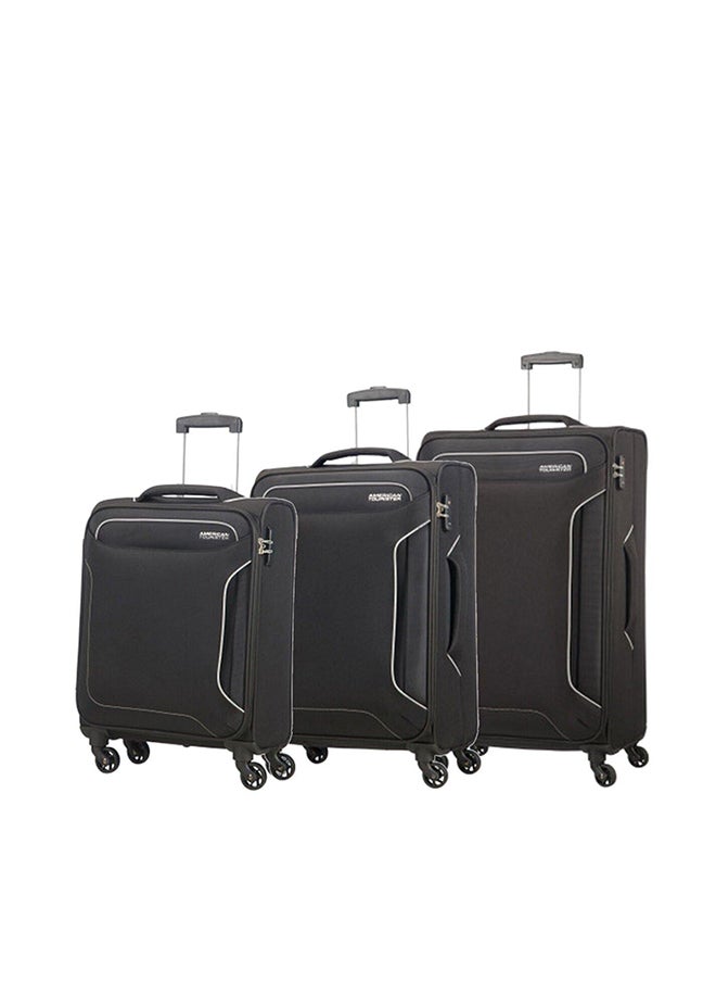 AMERICAN TOURISTER - Holiday 3PCS Luggage Set Spinner Soft Trolley Case Black - Image 1