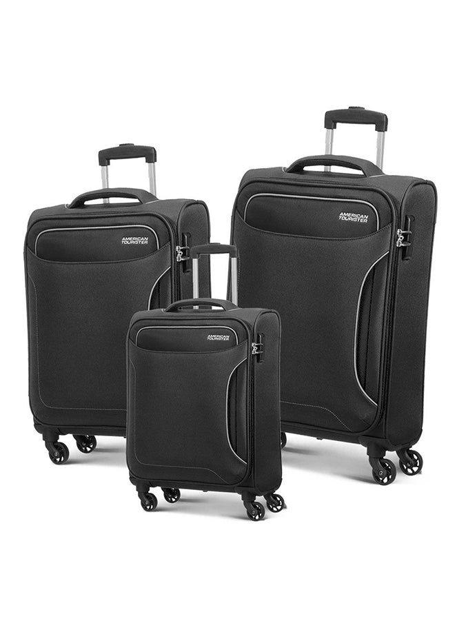 AMERICAN TOURISTER - Holiday 3PCS Luggage Set Spinner Soft Trolley Case Black - Image 1