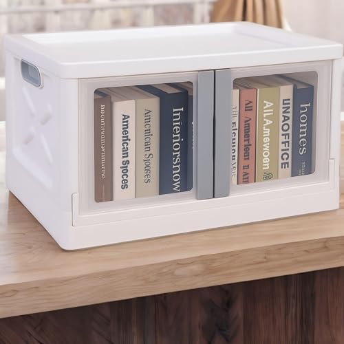 SpaceOrganizer Plastic Collapsible Wardrobe, Storage Drawer Units, Clothes Drawer Organisers, Bookcases (Storage BIN - 2DOOR White, 1PCS), 10x10 cm - Image 1