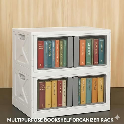 SpaceOrganizer Plastic Collapsible Wardrobe, Storage Drawer Units, Clothes Drawer Organisers, Bookcases (Storage BIN - 2DOOR White, 1PCS), 10x10 cm - Image 5