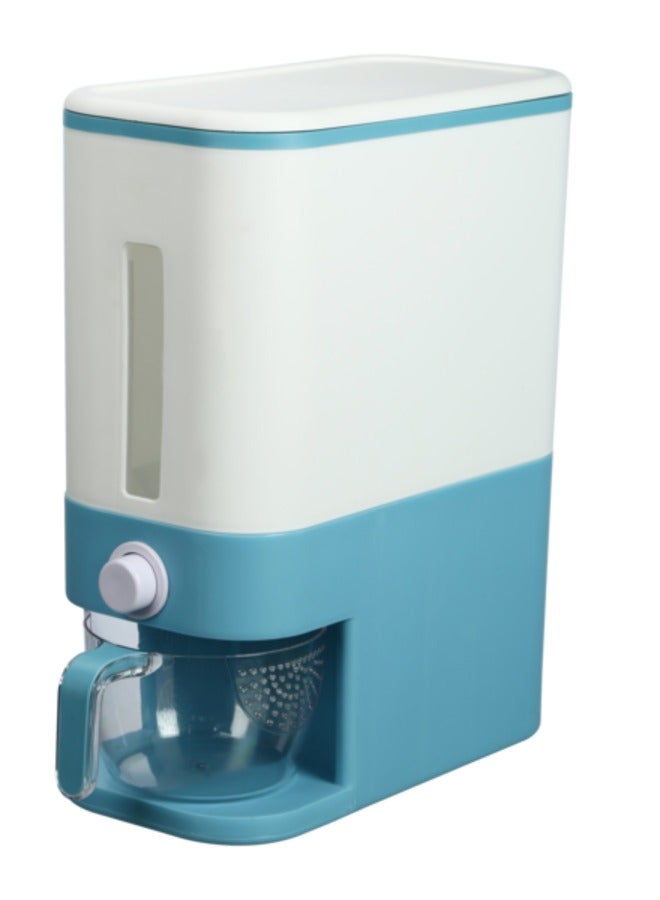 Felli 10kg White and Blue Rice Dispenser - Hygienic and Space-Saving Storage Solution - Image 1