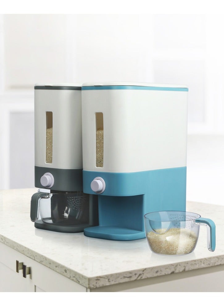 Felli 10kg White and Blue Rice Dispenser - Hygienic and Space-Saving Storage Solution - Image 2