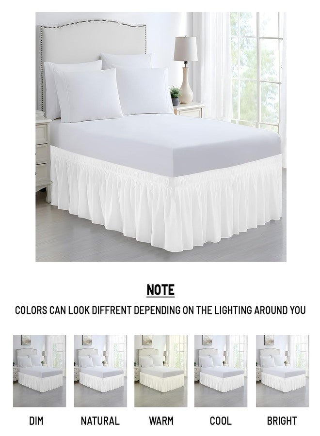 SGI Bedding 15 inch Drop Wraparound Bed Skirt Queen Size - No Lifting Required, Adjustable Easy Fit Elastic Strap, Classic Gathered Styling Dust Ruffle, Fade Resistant - White - Image 2