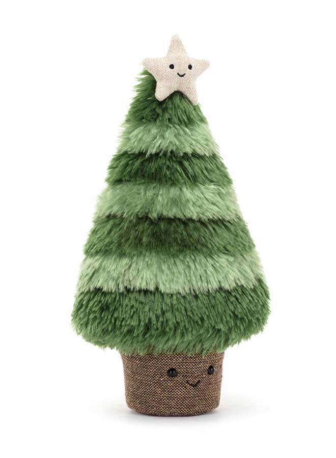 Jellycat شجرة عيد الميلاد النوردية الكبيرة من أميزيبلز - شجرة عيد ميلاد ناعمة باللون الأخضر مع نجمة في الأعلى ووجه مبتسم - 45 سم ديكور عطلة ناعم للمنزل والأطفال والهدايا - Image 4