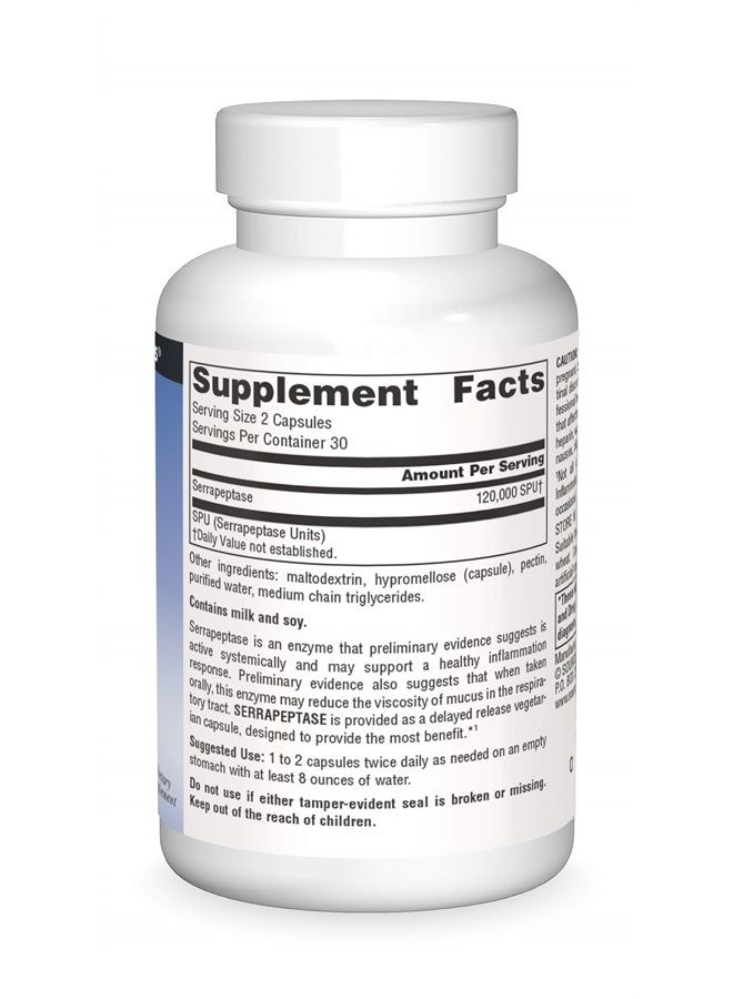 Source Naturals Serrapeptase - Delayed Release Enzyme - 60 Vegetarian Capsules - Image 3