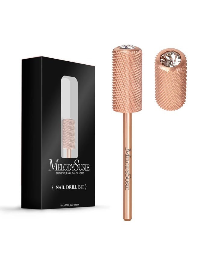 MelodySusie Crystal Top Nail Drill Bits, 3/32'' Large Barrel Carbide Bits, Suitable for Manicure Pedicure Cuticle Gel Polishing, Beginners Bits, Rose Gold, Series Bit-S, Fine - Image 1