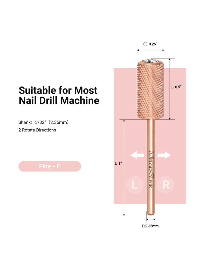 MelodySusie Crystal Top Nail Drill Bits, 3/32'' Large Barrel Carbide Bits, Suitable for Manicure Pedicure Cuticle Gel Polishing, Beginners Bits, Rose Gold, Series Bit-S, Fine - Image 5