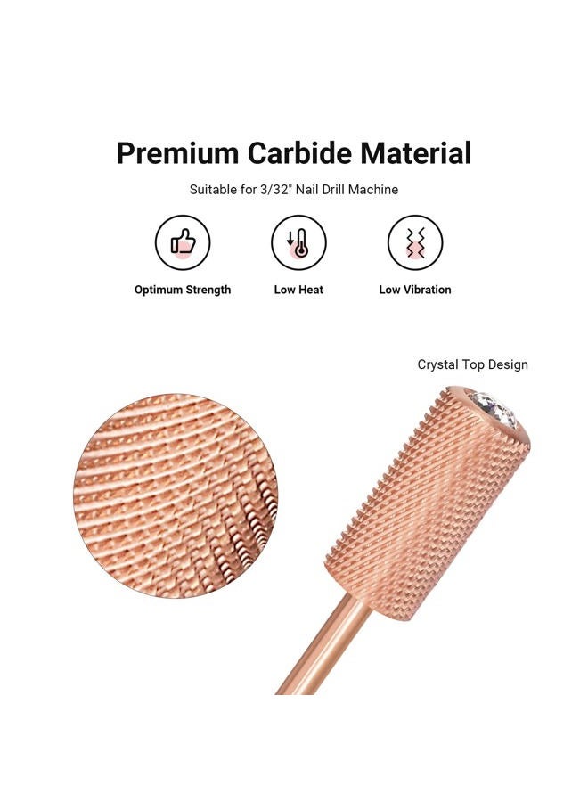 MelodySusie Crystal Top Nail Drill Bits, 3/32'' Large Barrel Carbide Bits, Suitable for Manicure Pedicure Cuticle Gel Polishing, Beginners Bits, Rose Gold, Series Bit-S, Fine - Image 2