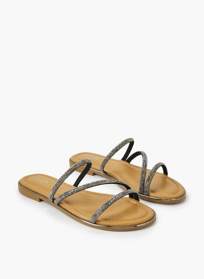 Women Stone Embellished Flat Sandals