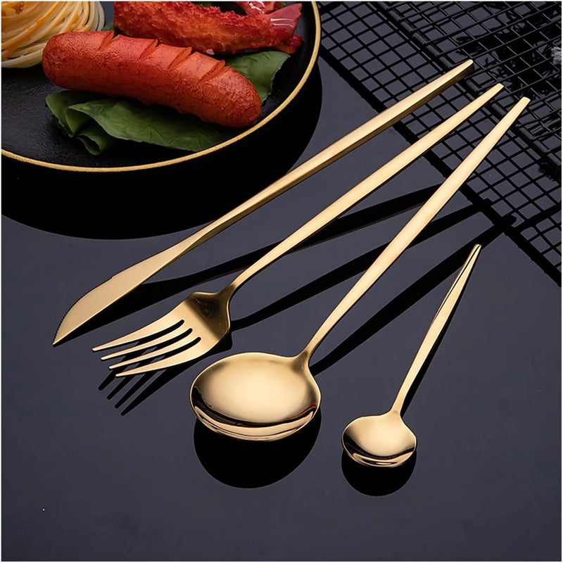 30Pcs Cutlery Set Stainless Steel Dinnerware Western Flatware Knife Fork Tea Spoon Mirror Tableware Kitchen Silverware(Silver 30Pcs) - Image 2