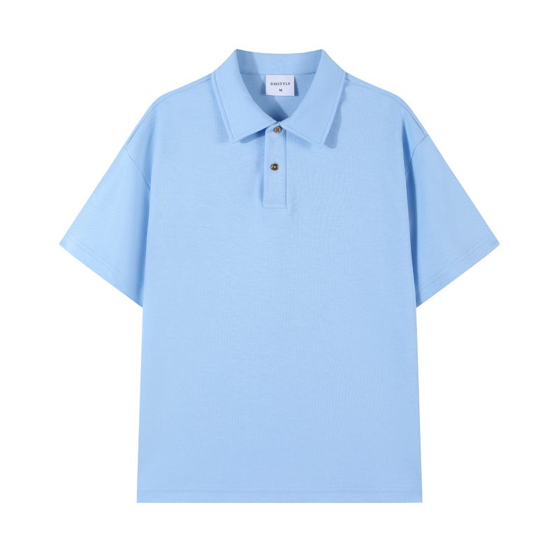 Spring Summer Solid 230g Polo Shirt Casual navy blue - Image 5