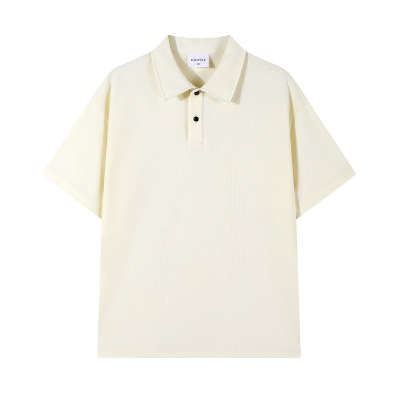Spring Summer Solid 230g Polo Shirt Casual navy blue - Image 3