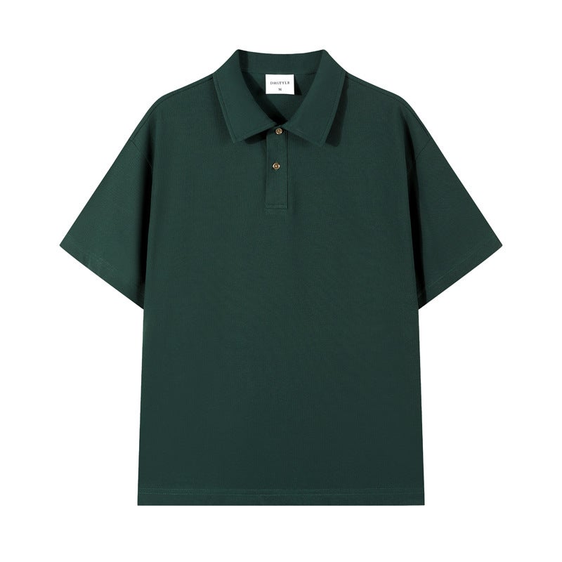 Spring Summer Solid 230g Polo Shirt Casual navy blue - Image 4