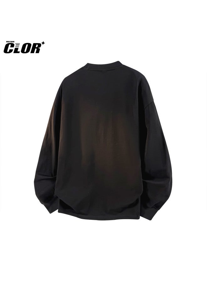 Clor Cleanfit Fleece-lined Men's Hoodie Autumn Winter American Style Long Sleeve T-shirt Base Layer Cxt05 Black S - Image 2