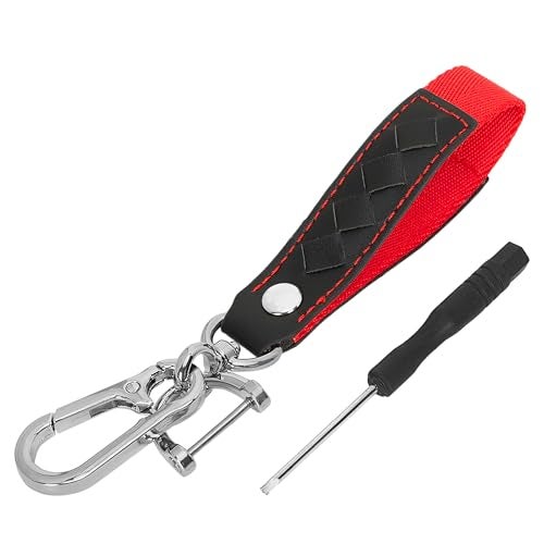 JVCV® Car Keychain with Braided Leather and Alloy Metal Horseshoe Buckle – Stylish Key Organizer for Men and Women (Red) - Image 1